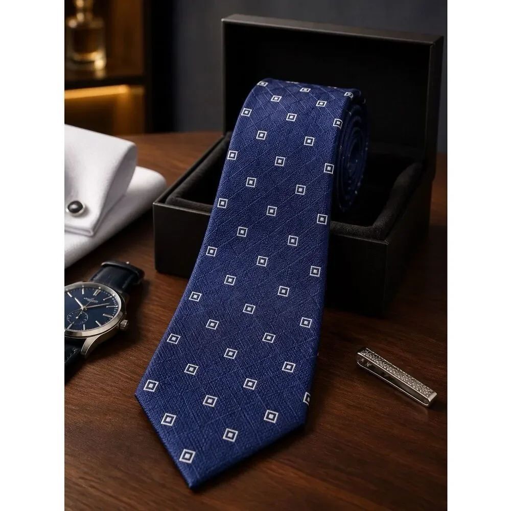 DARK BLUE 60” SILK TIE by TOMMY HILFIGER